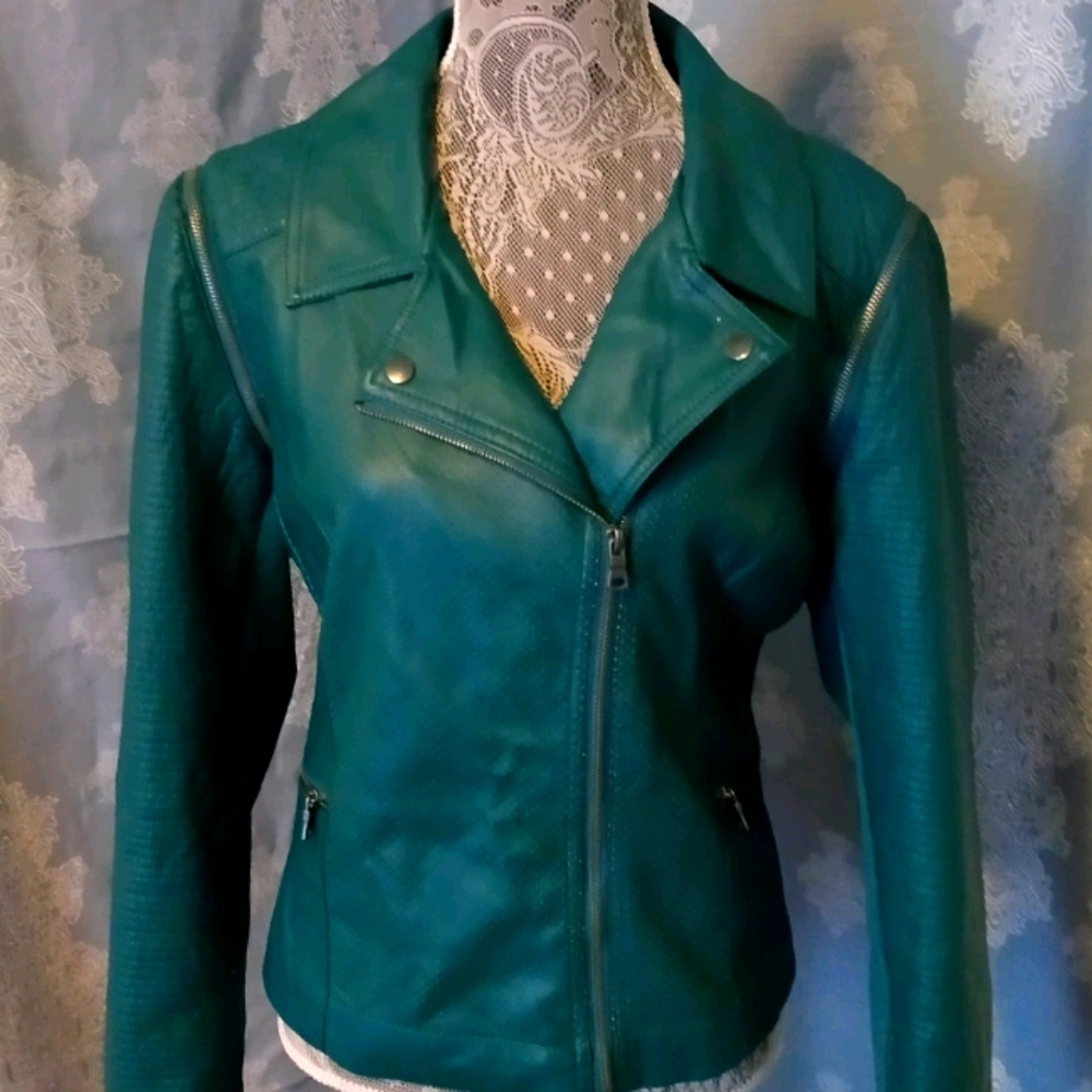 Kate & Mallory Teal Leather Jacket